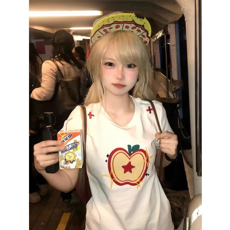 Women's Casual Sweet And Spicy Towel Embroidered Short Sleeve