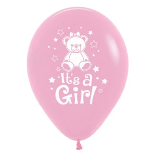 30cm It's A Girl Bubblegum Pink Latex Balloons - Pack of 25