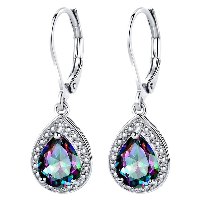 Colored Water Drop Stone Fashionable Earrings
