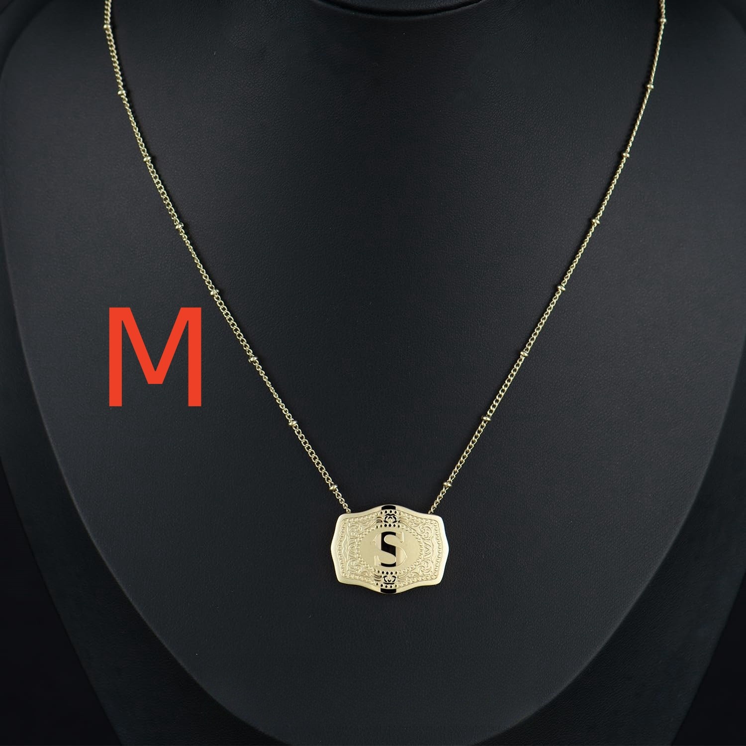 Gold-plated Embossed Slim Chain Adjustable Necklace