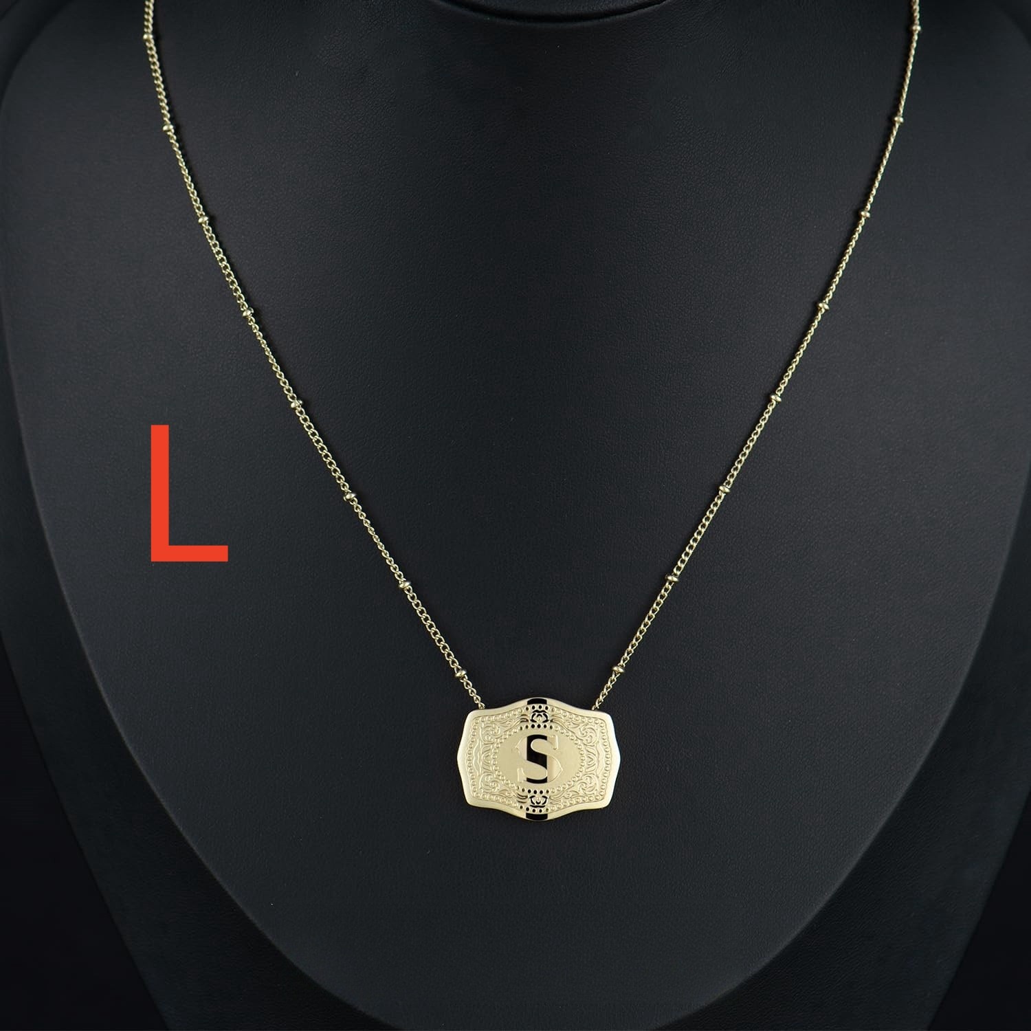 Gold-plated Embossed Slim Chain Adjustable Necklace