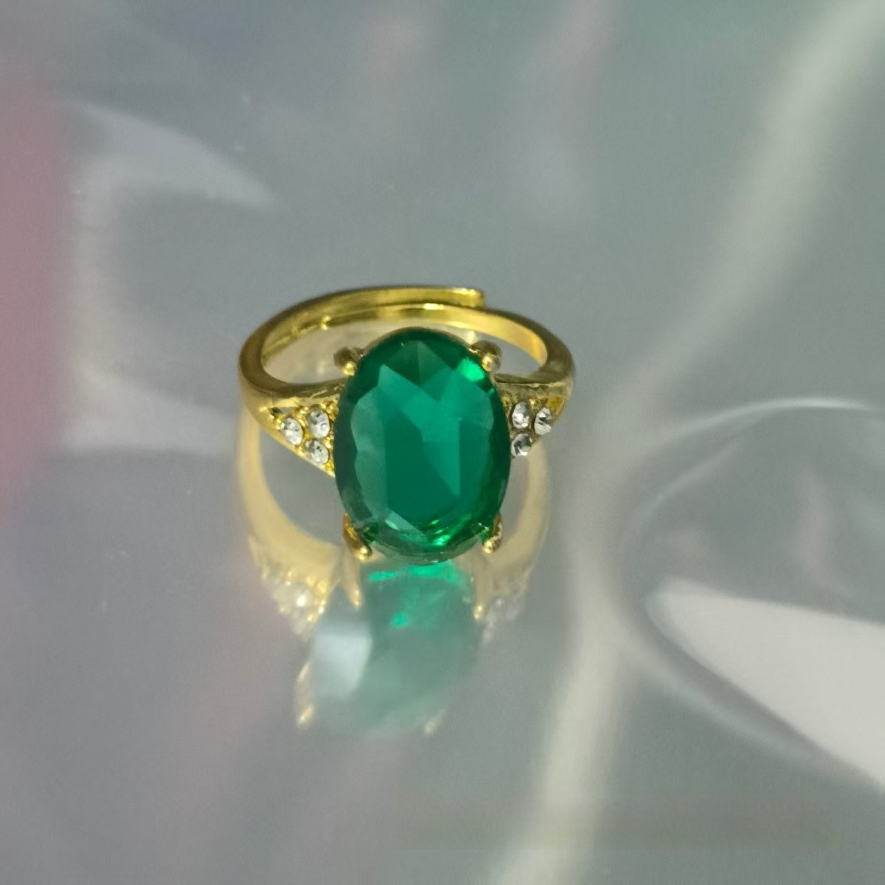 Inlaid Zircon Love Heart-shaped Ring All-match Open Ring