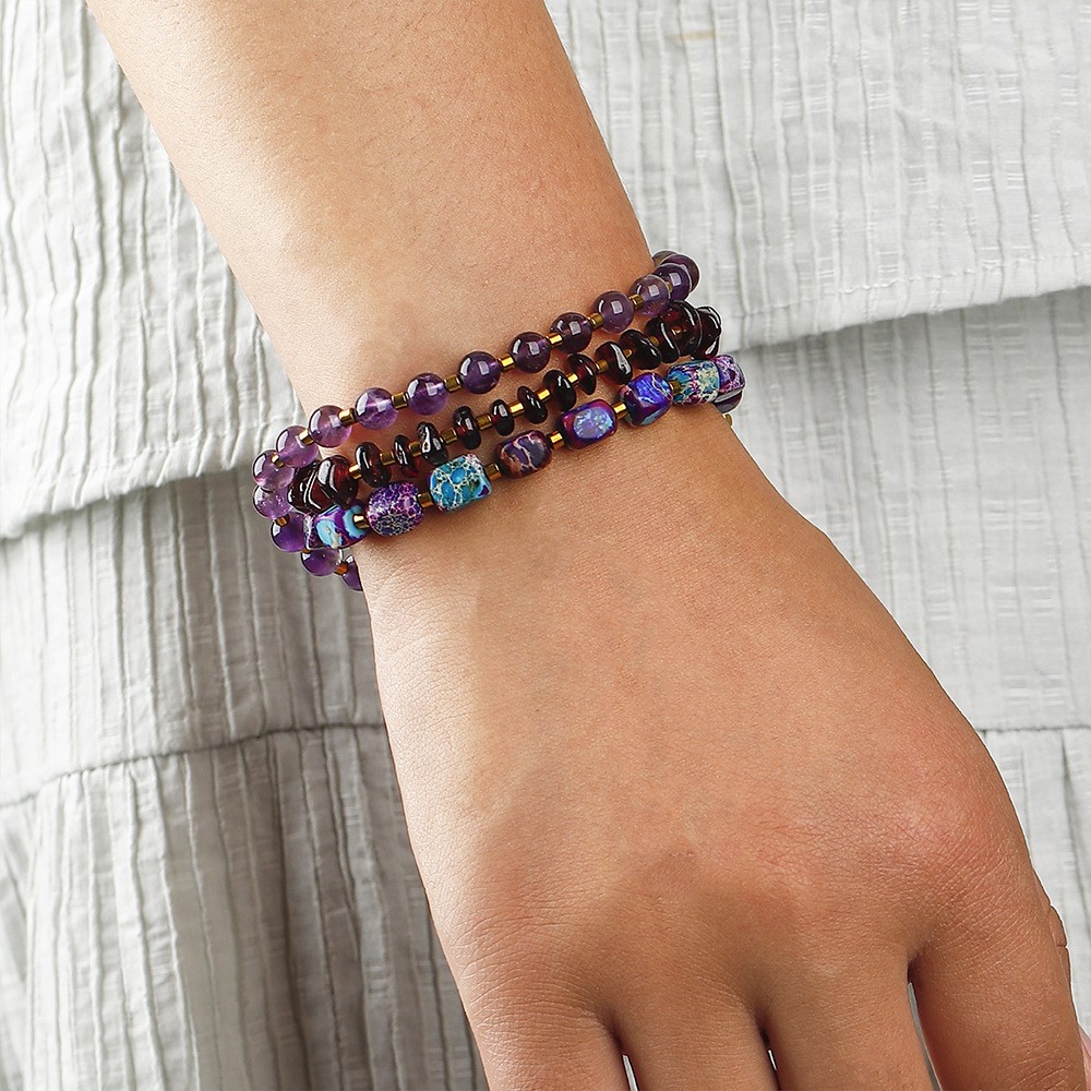 Amethyst Round Beads Stone Bracelet