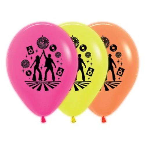 30cm Disco Theme Fuchsia, Yellow & Orange Neon - Pack of 25
