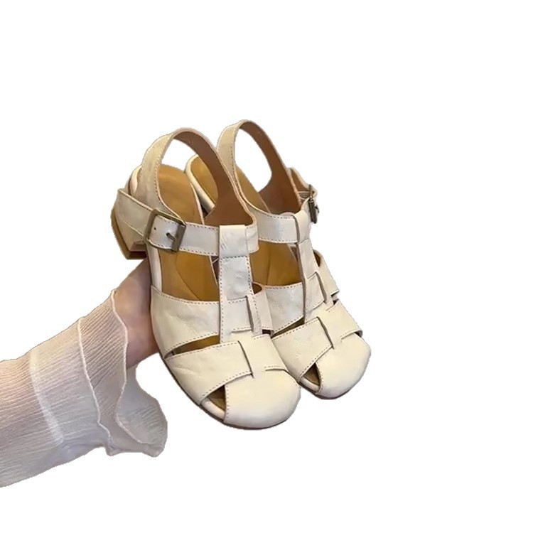 French Gentle Commuter Roman Shoes Women's Outer Wear Woven