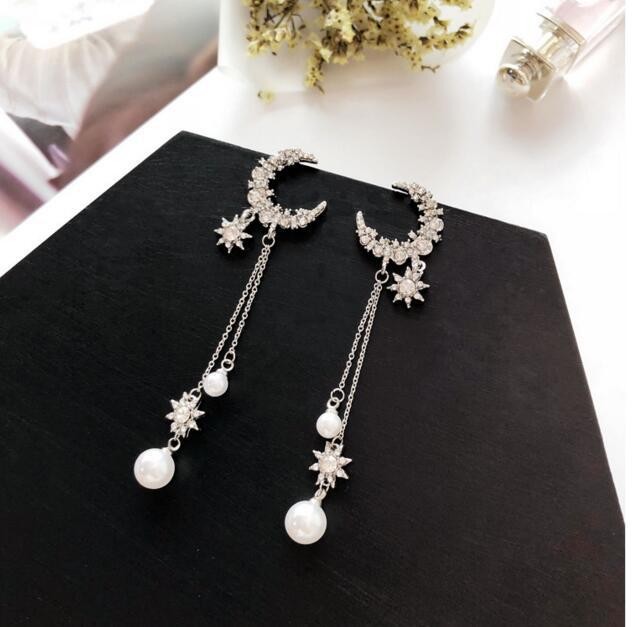 All-matching Long XINGX Tassel Full-jeweled Stud Earrings