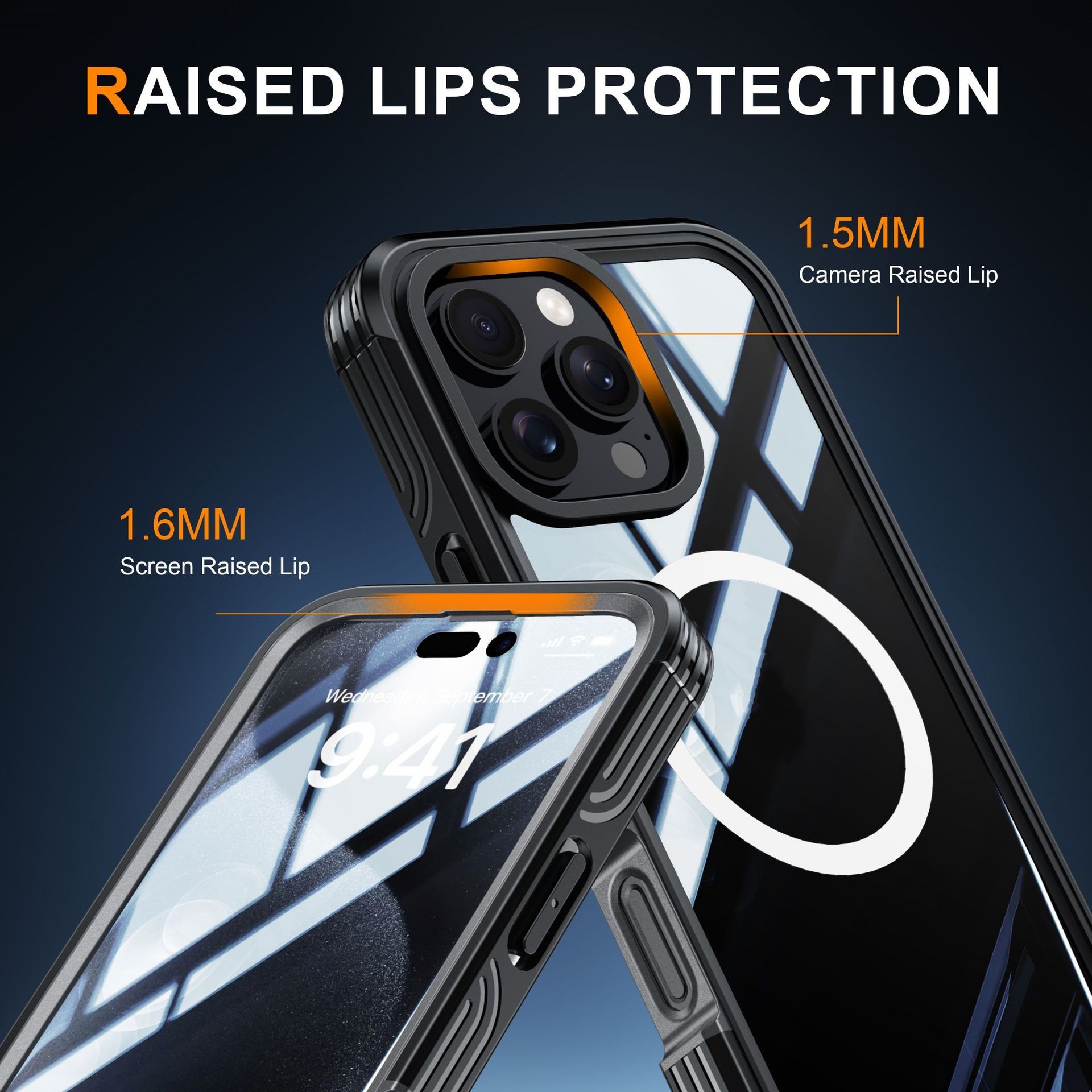 Applicable To Transparent Three-proof Phone Case Magnetic Outdoor Anti-fall Shell