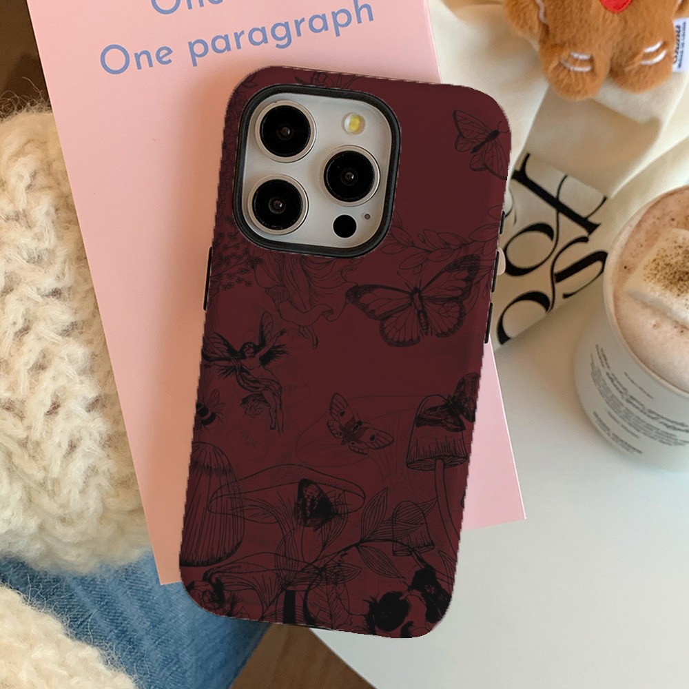 Retro Butterfly Flower Stain Resistant Phone Case