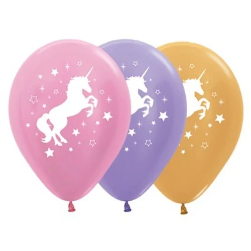 30cm Unicorn Sparkles & Stars Pink, Lilac & Gold - Pack of 25