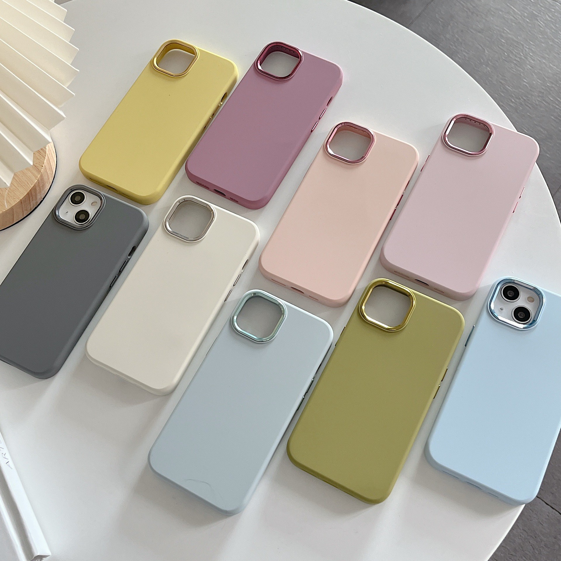 Full-cover Solid Color Liquid Silicone Metal Phone Case