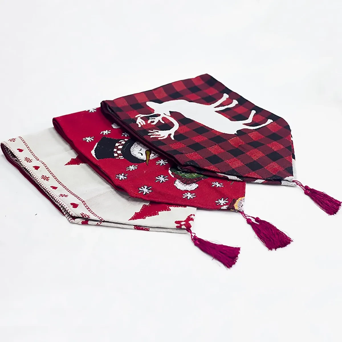 Christmas Elk Snowman Table Runner Merry Christmas Decorations