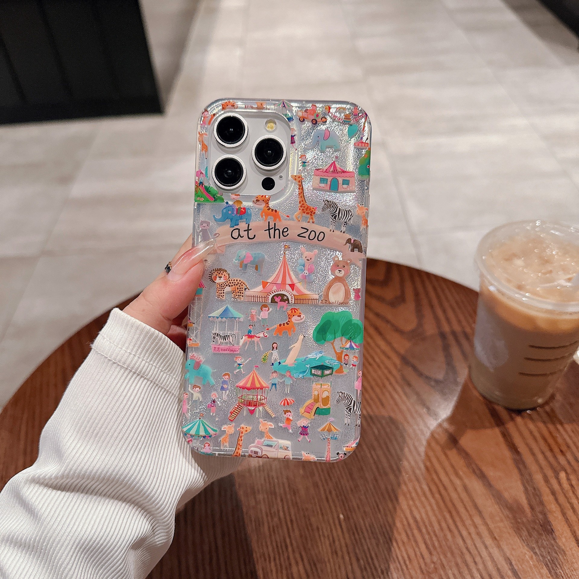 Tropical Style Painted Blue Plaid Bottom Phone Case