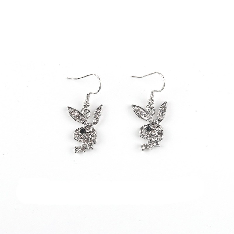 Cute Full Diamond Rabbit Stud Earrings Women