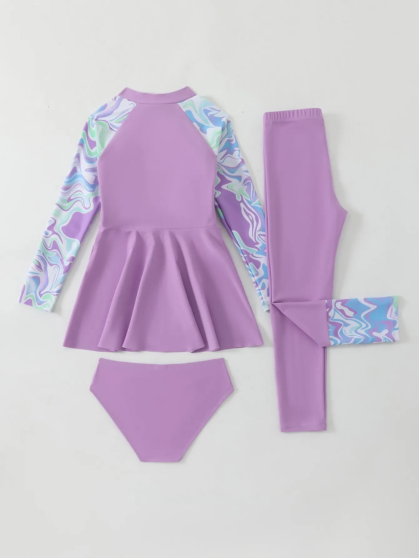 Children's Split Long-sleeved Long Trousers Three-piece Swimsuit