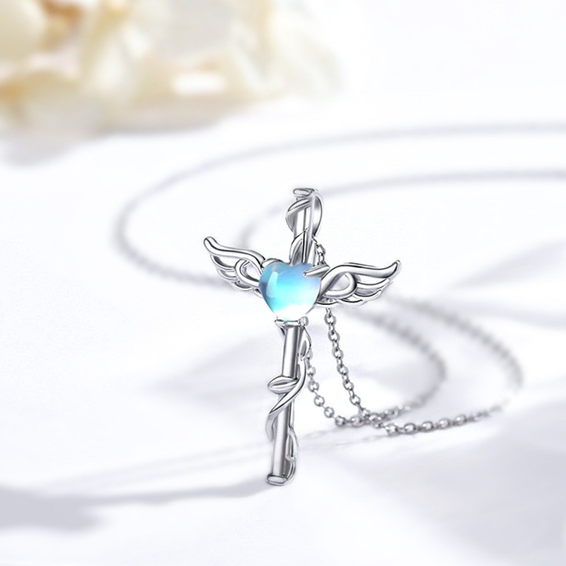 Heart Wings Design Ornament Sweet Cool Moonstone