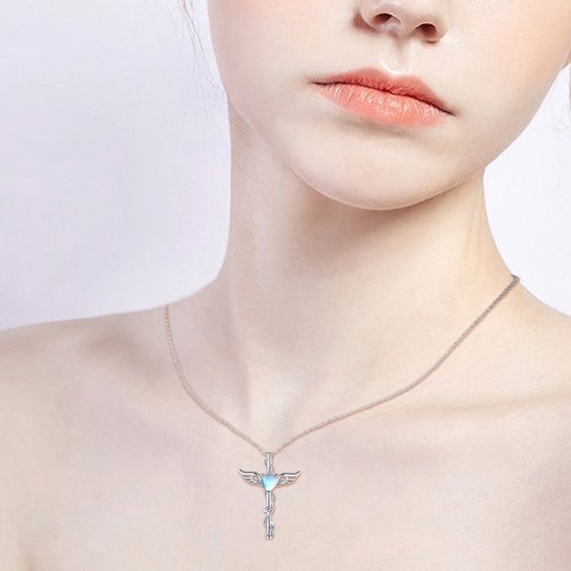 Heart Wings Design Ornament Sweet Cool Moonstone