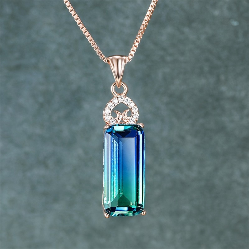 Light Extravagant Love Heart Diamond Square Pendant Necklace
