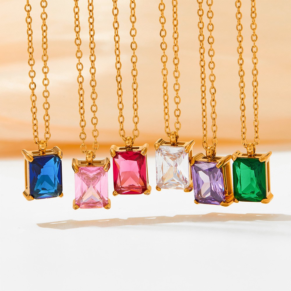 Necklace Stainless Steel Girl Zircon Female