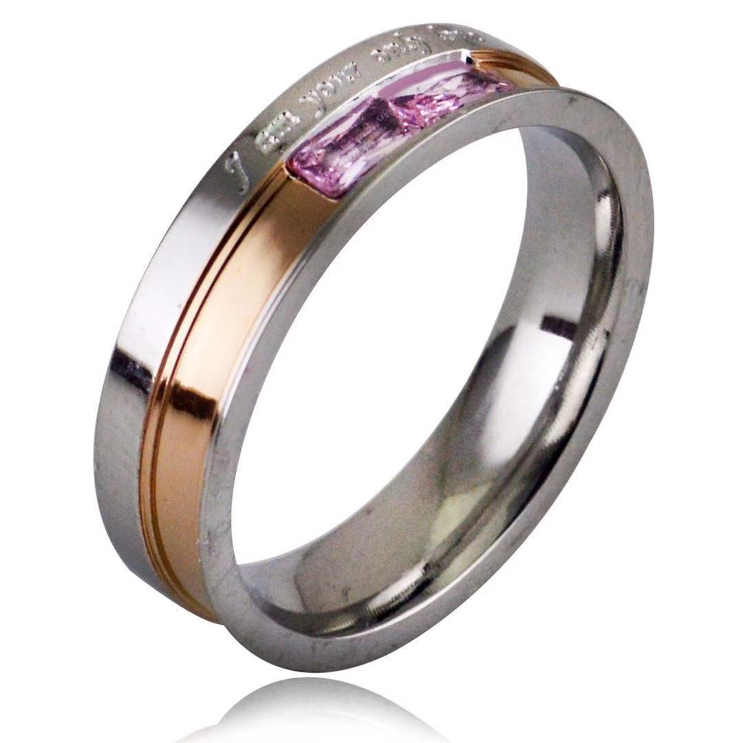 Titanium Steel Couple Diamond Fashion Ring