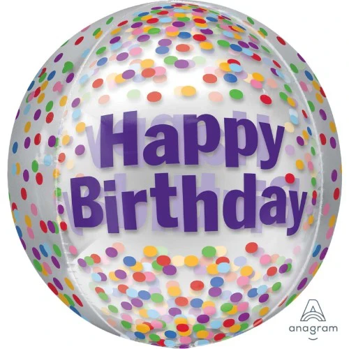 Balloon - Orbz Xl Clear Happy Birthday Funfetti