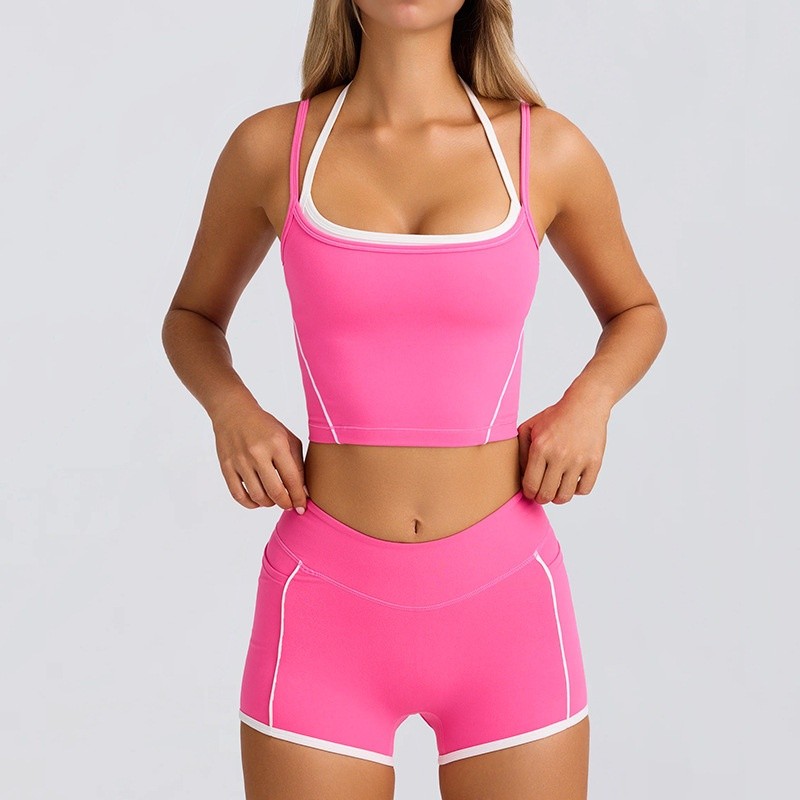 Sports Underwear Vest Shorts Spaghetti Strap Bra Beauty Back Tight High Elastic Fitness