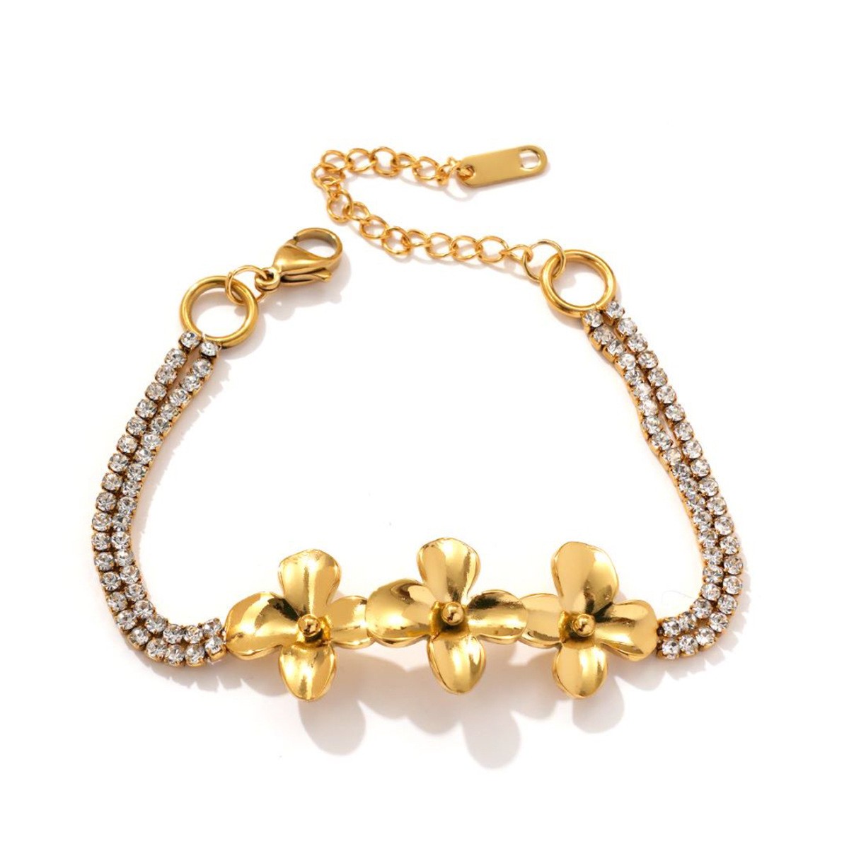 Light Luxury 18K Gold Plated Stainless Steel Flower Bracelet
