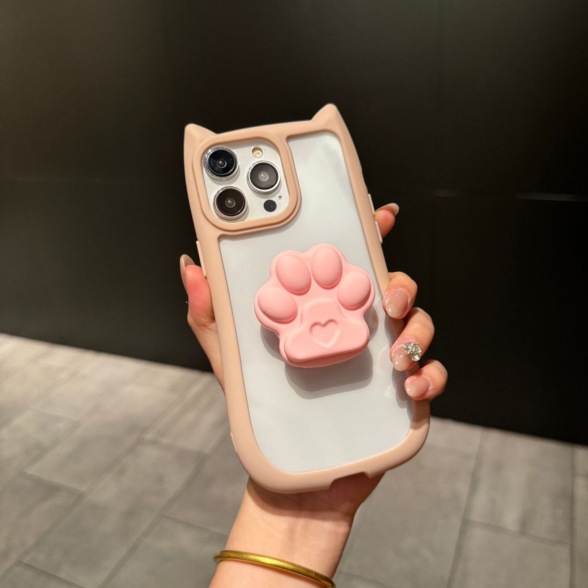Cute Three-dimensional Cat Ears Transparent Phone Case