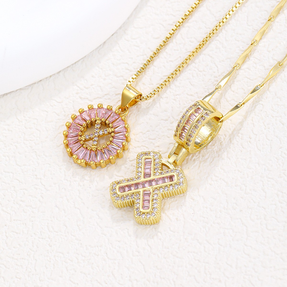26 Letter Pendant Necklace Copper Inlaid Zirconium Plated Real Gold