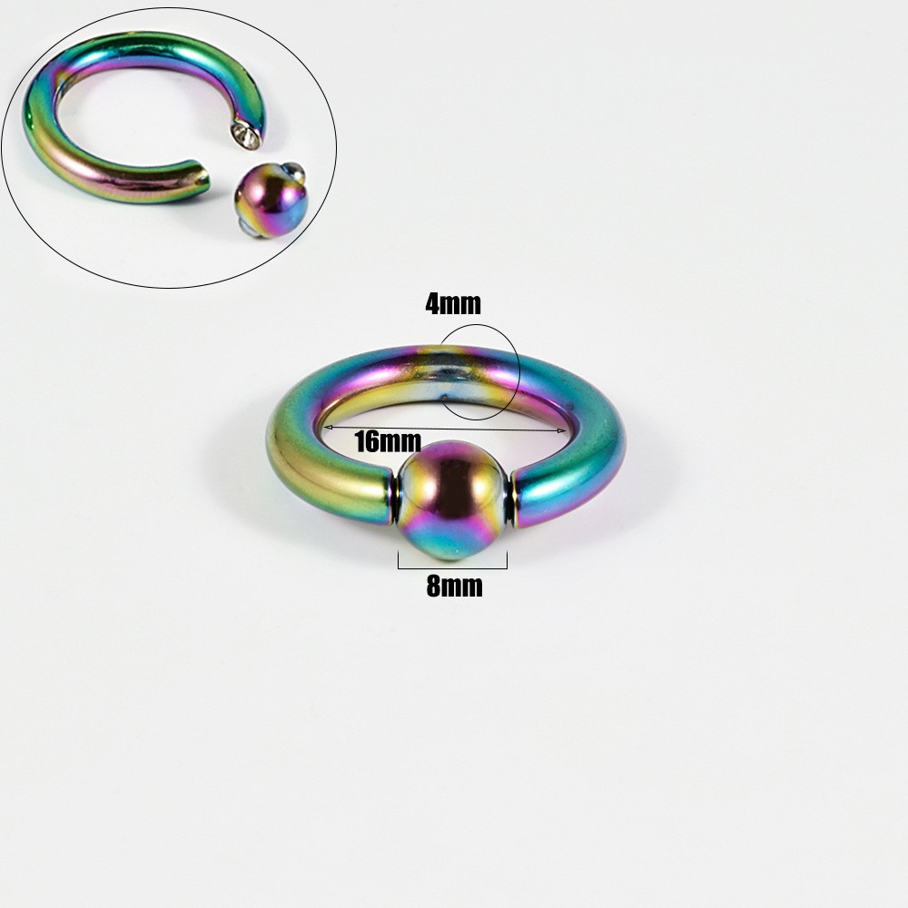 Stainless Steel Round Punk Spring Ball Nose Ring