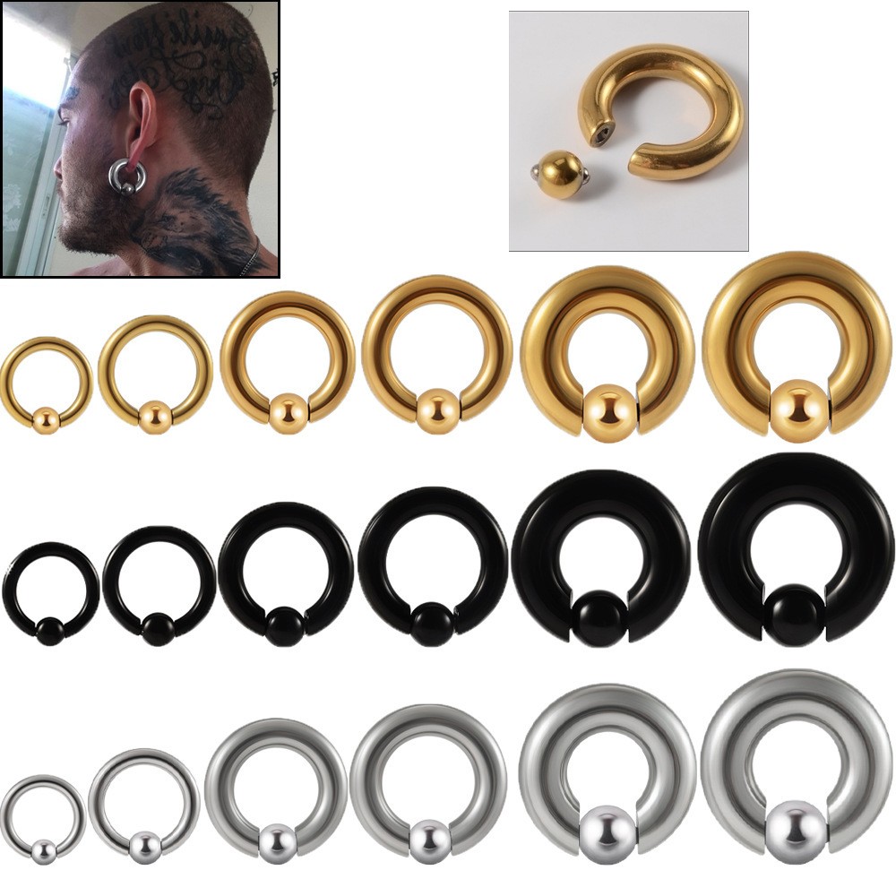 Stainless Steel Round Punk Spring Ball Nose Ring
