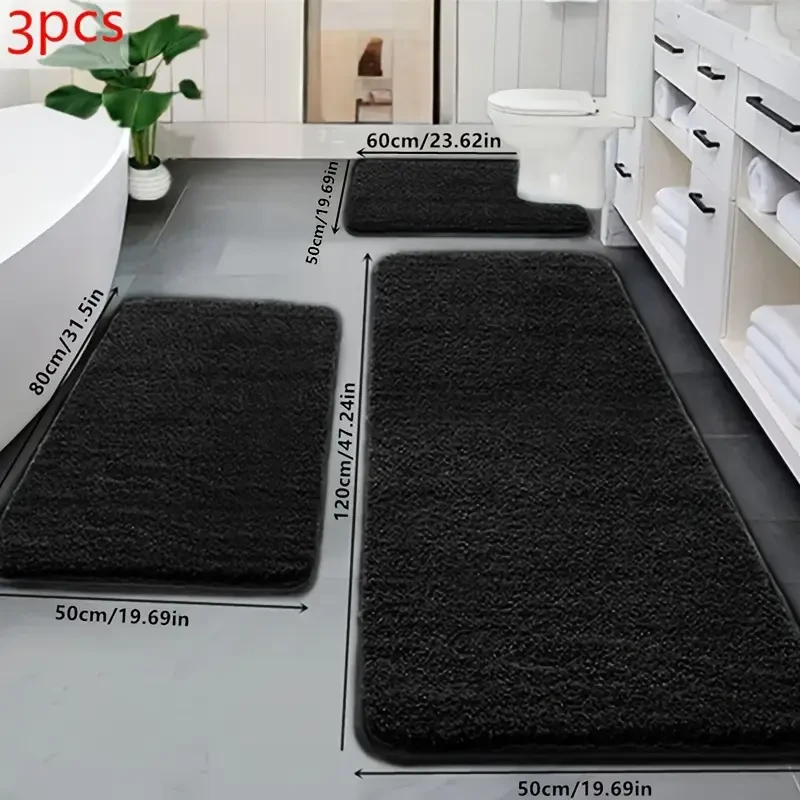 3pcs Bathroom Floor Mat Set