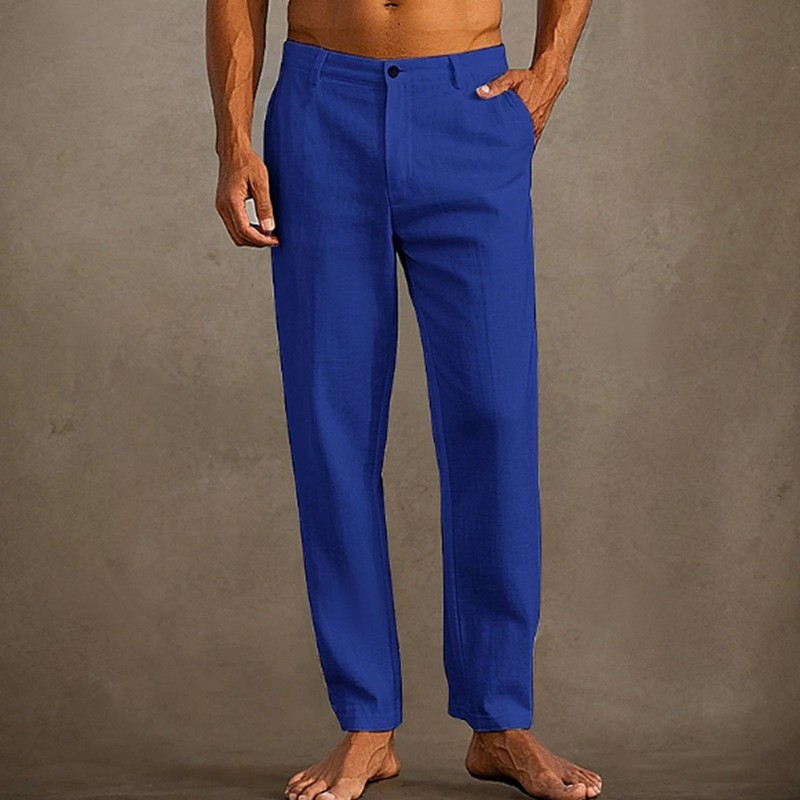 Men's Linen Beach Diagonal Pocket Cool Comfortable Breathable Skinny Pants