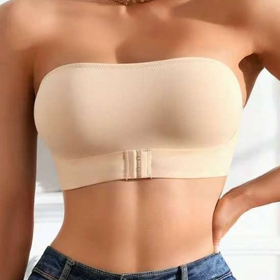 Front Buckle Side Drawing Upper Support Women's Non-slip Tube Top Breathable Bra
