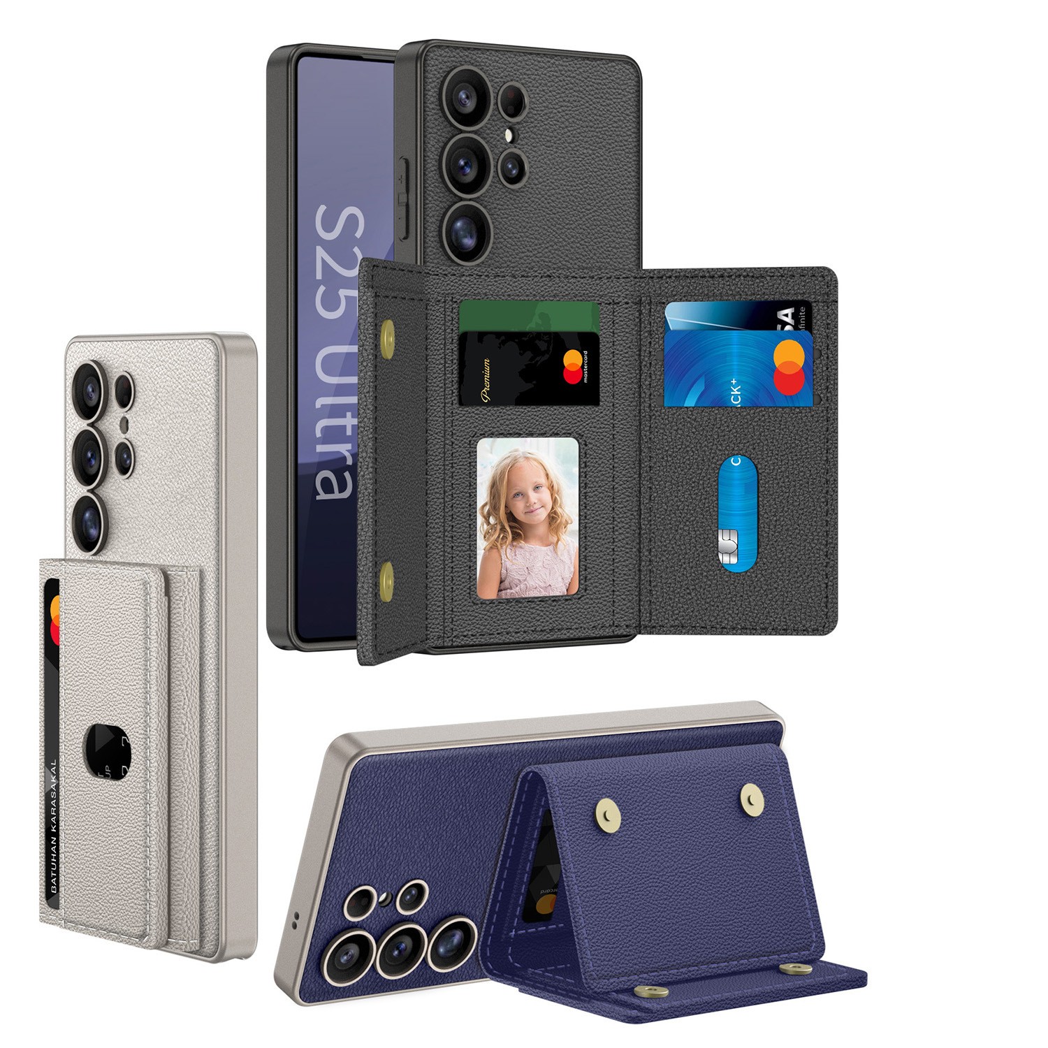 Built-in Wireless Charger Phone Case Magnetic Split Wallet Case With Stand