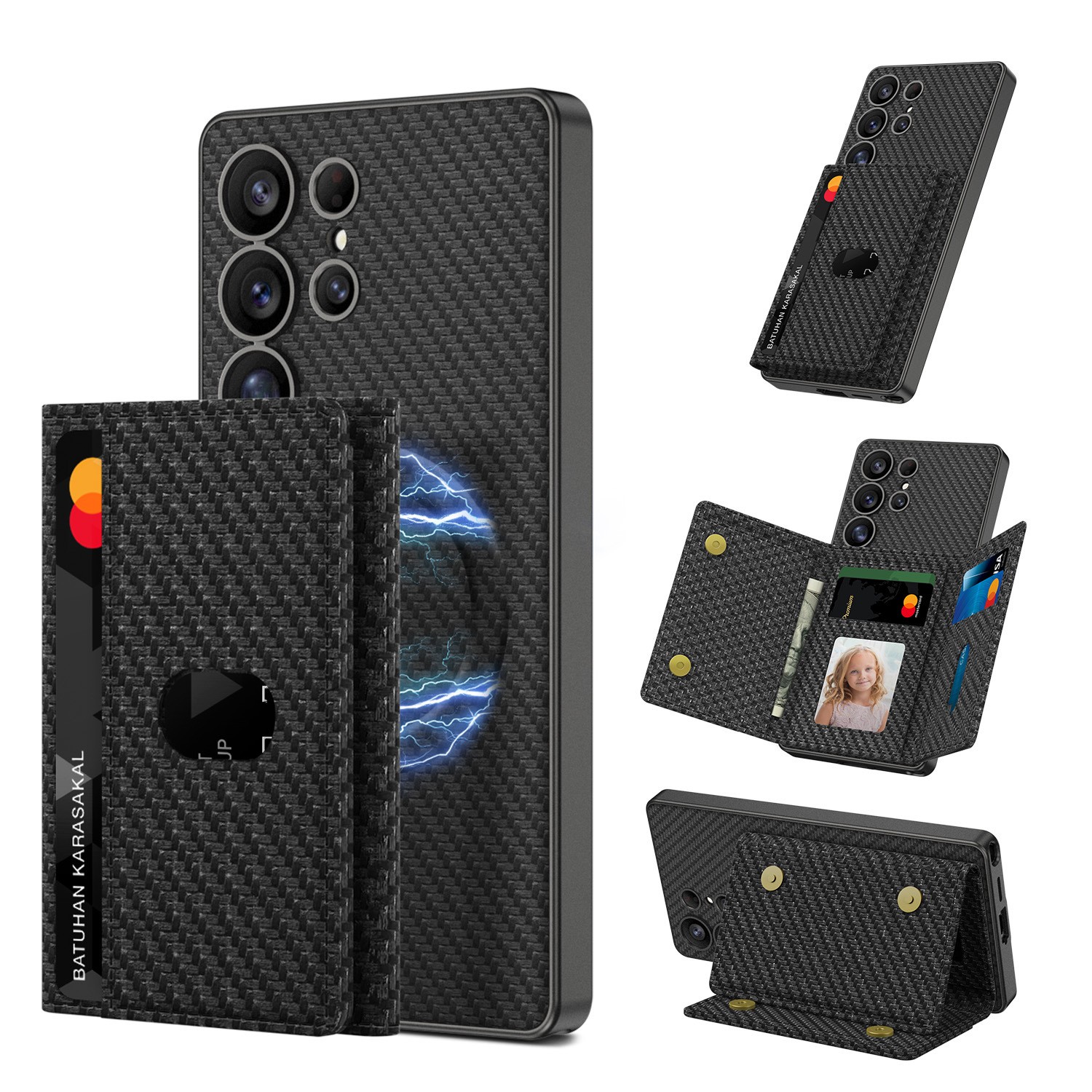 Built-in Wireless Charger Phone Case Magnetic Split Wallet Case With Stand