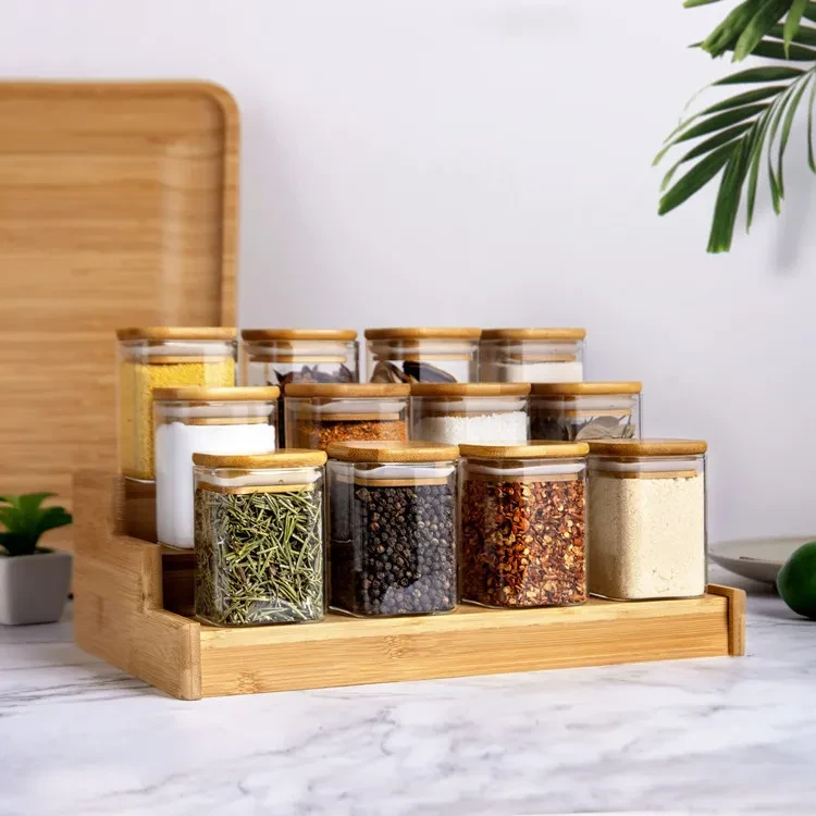 glass bamboo storage jars