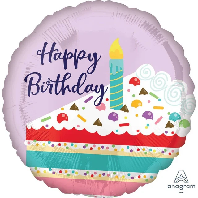 Foil Balloon - Std Hx Purple Confetti Cake Hb (45cm)