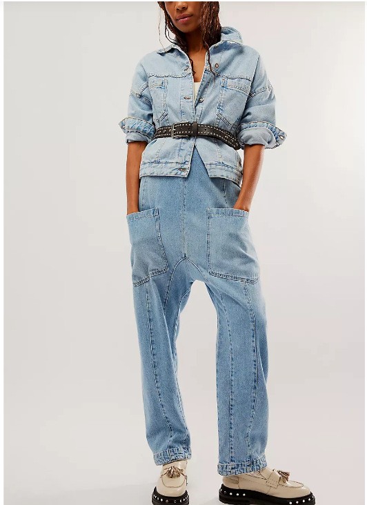 Women's Casual Suspender Trousers in Solid Colors