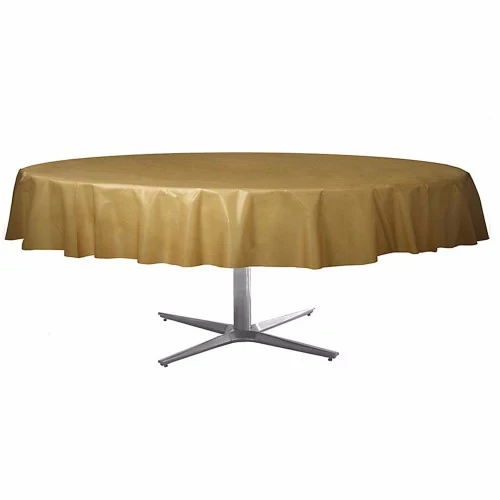 Tablecover Round Gold Plastic