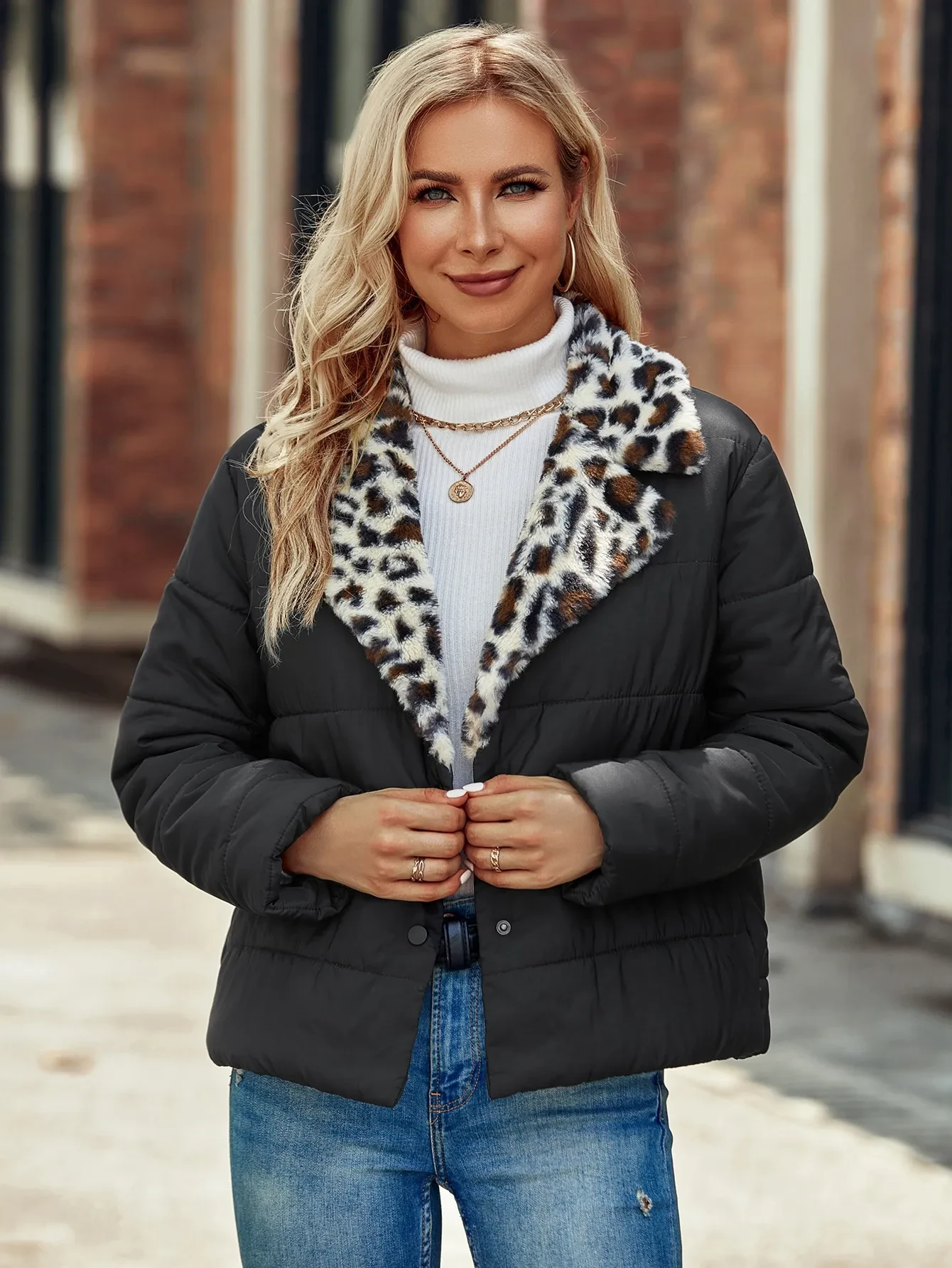 Women's Casual Polo Collar Suit Cotton-padded Coat