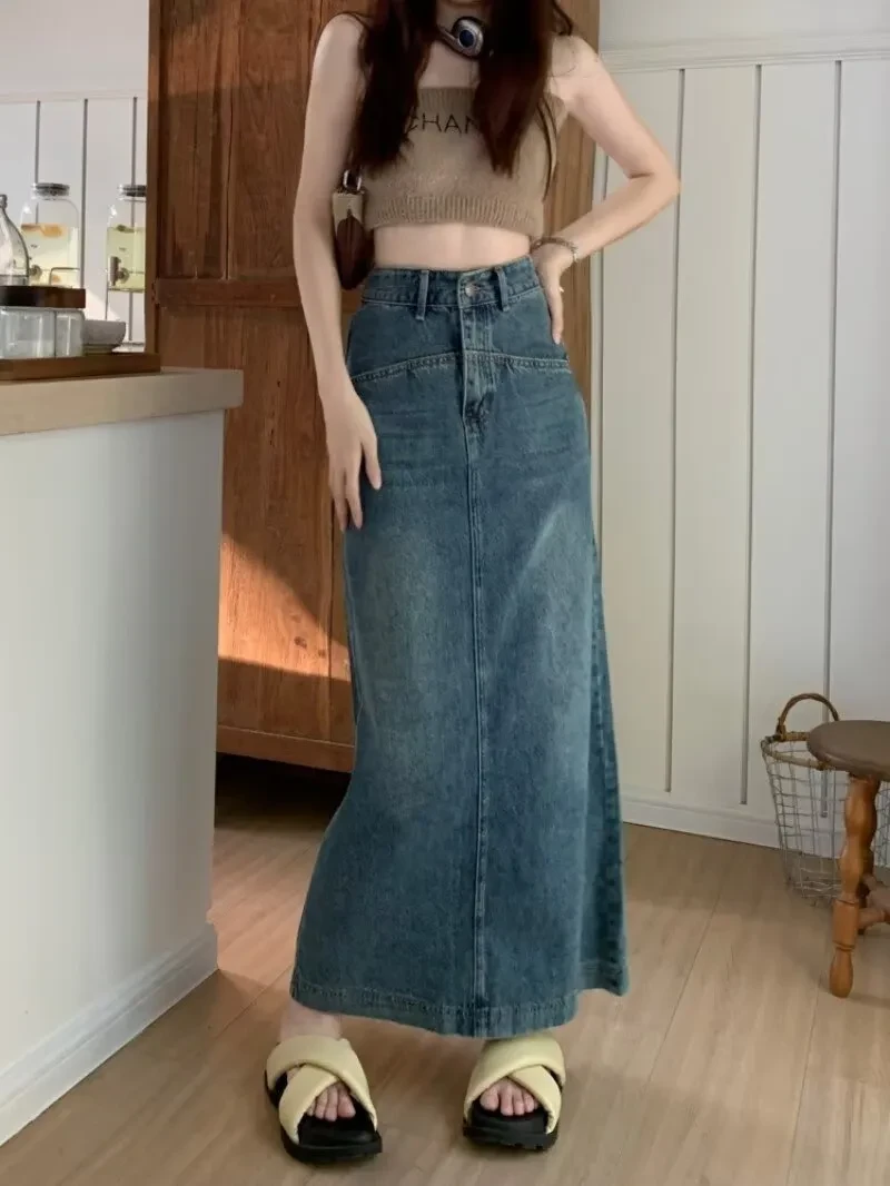 Plus Size Long Denim Skirts