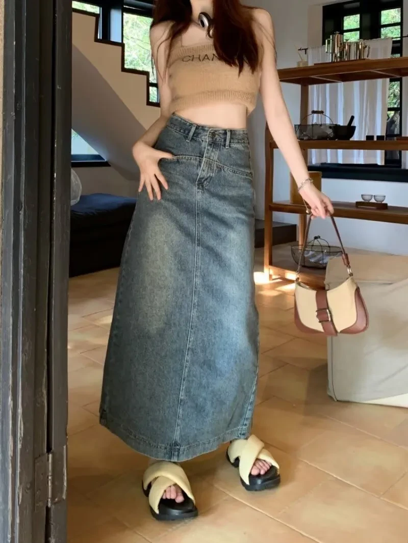 Plus Size Long Denim Skirts