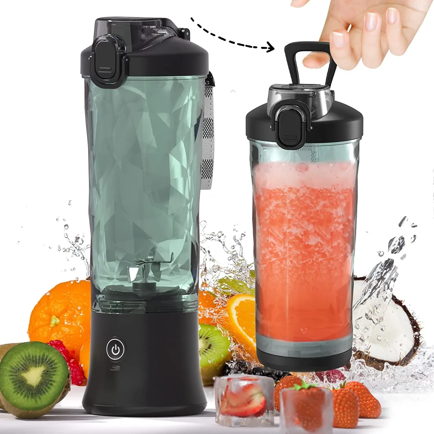Portable Blender 600ML Electric Juicer Fruit Mixers 4000mAh USB Rechargeable Smoothie Mini Blender Personal Juicer Colorf
