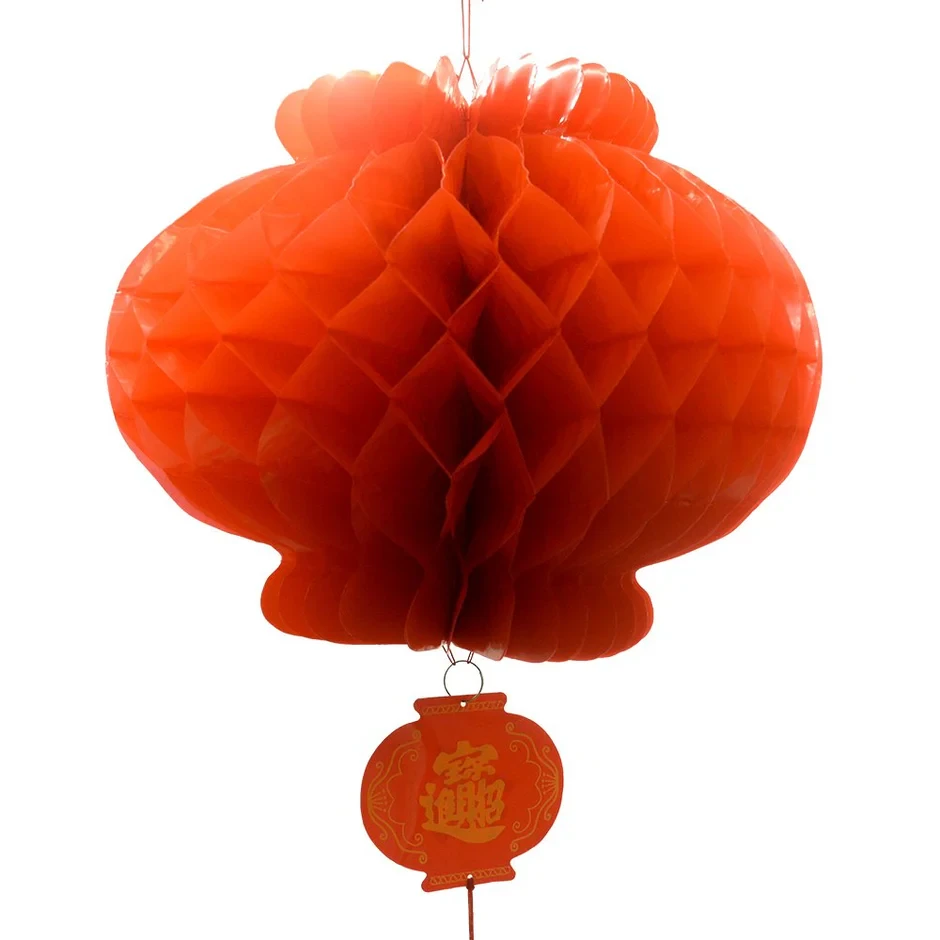 Lantern Pot Puff Red 24"