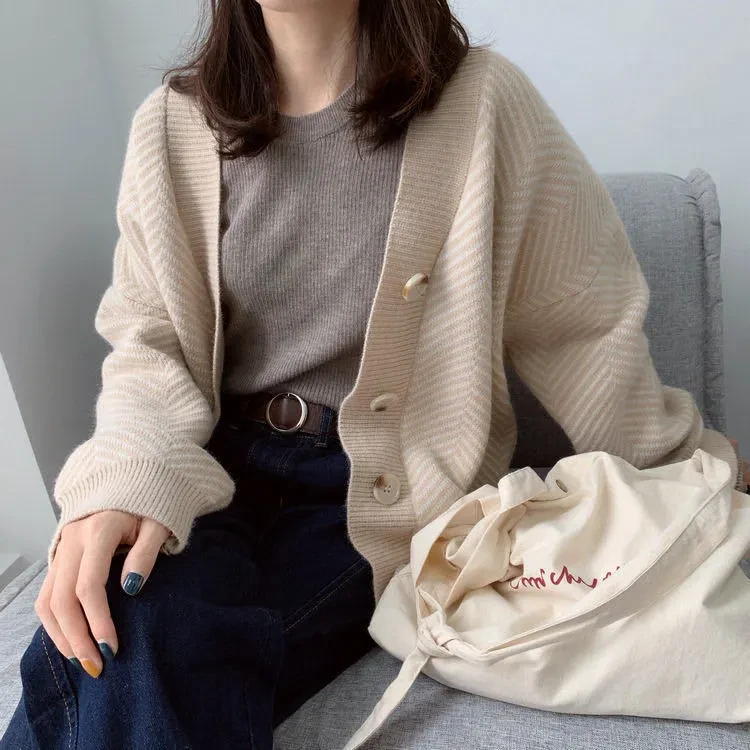 Striped cardigan sweater