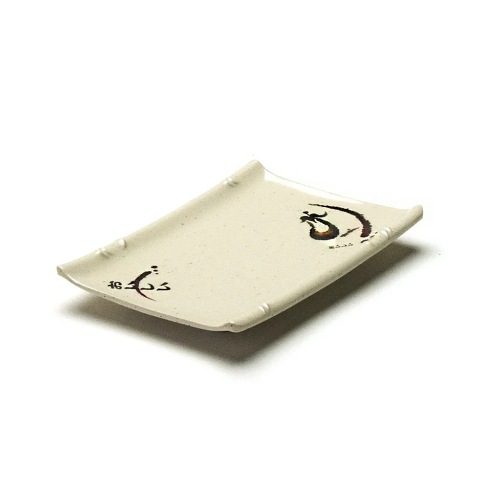 Melamine Rectangle Plate with Bamboo Edge Eggplant