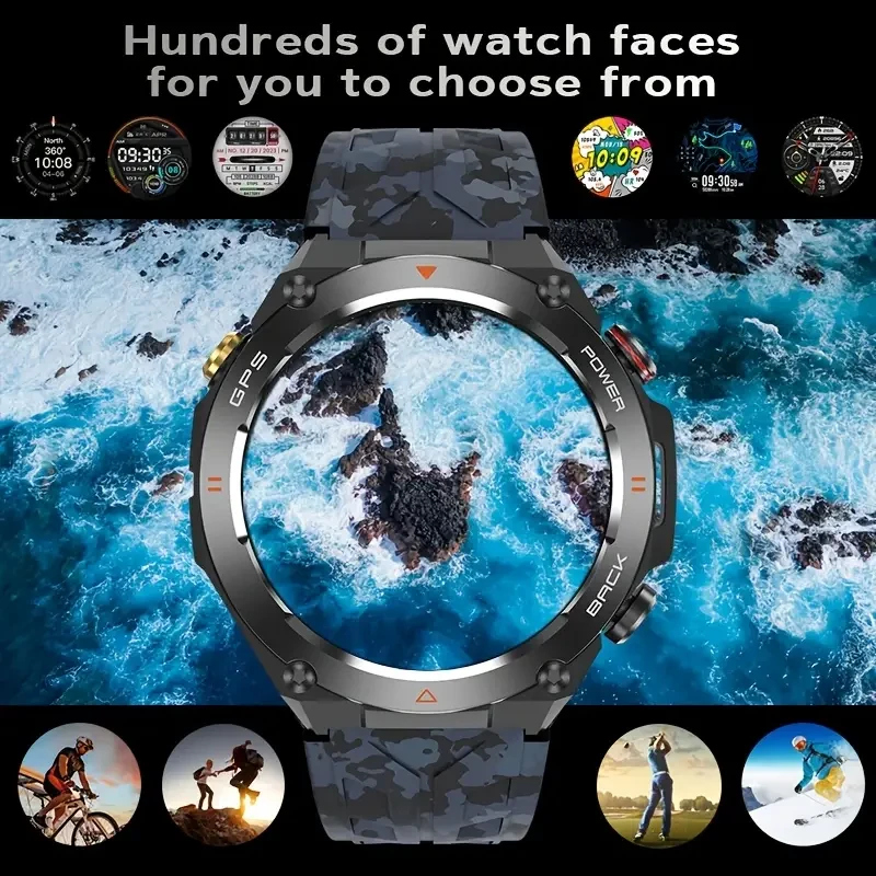 TAOPON GPS Outdoor Smartwatch Ultimate Fitness Tracker with Wireless Calling, Waterproof Design, and 100+ Sports Modes