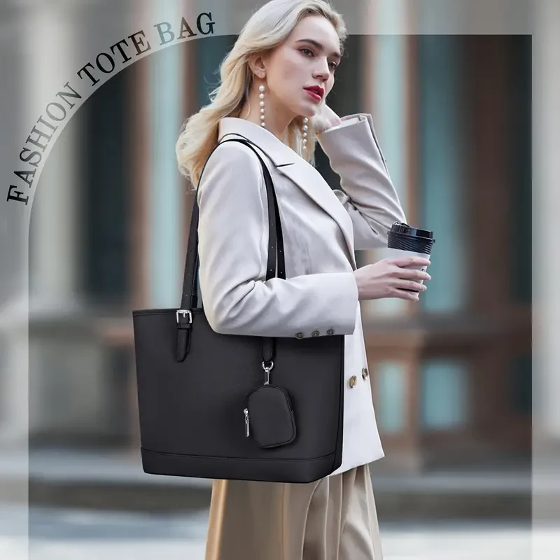 NEWHEY Womens Tote Bag  Large Capacity Faux Leather Shoulder Handbag with Removable Pouch