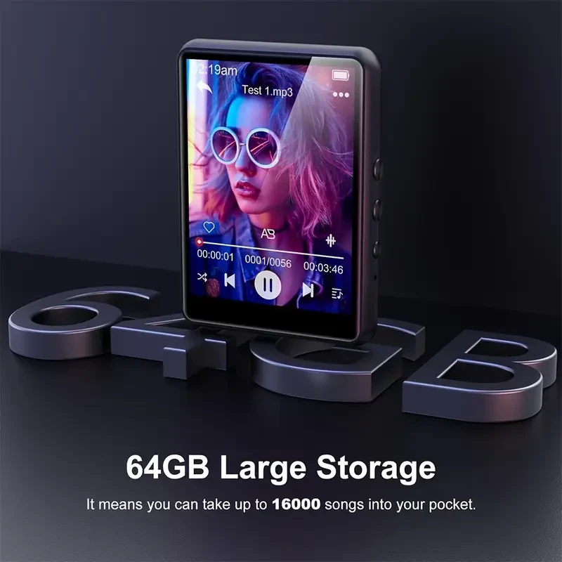 EVISTA 2.8" HD Touchscreen MP3 Player  64GB/128GB, FM Radio, E-Book & Alarm Clock