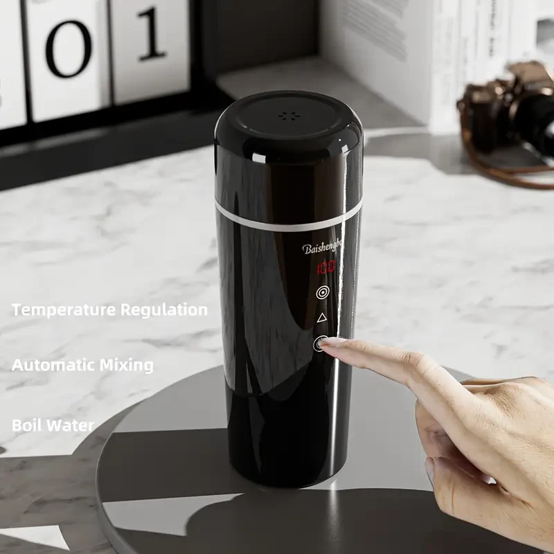 LIZAIOK 12V Portable Electric Kettle (420 ml) Car Plug, Insulated Travel Cup